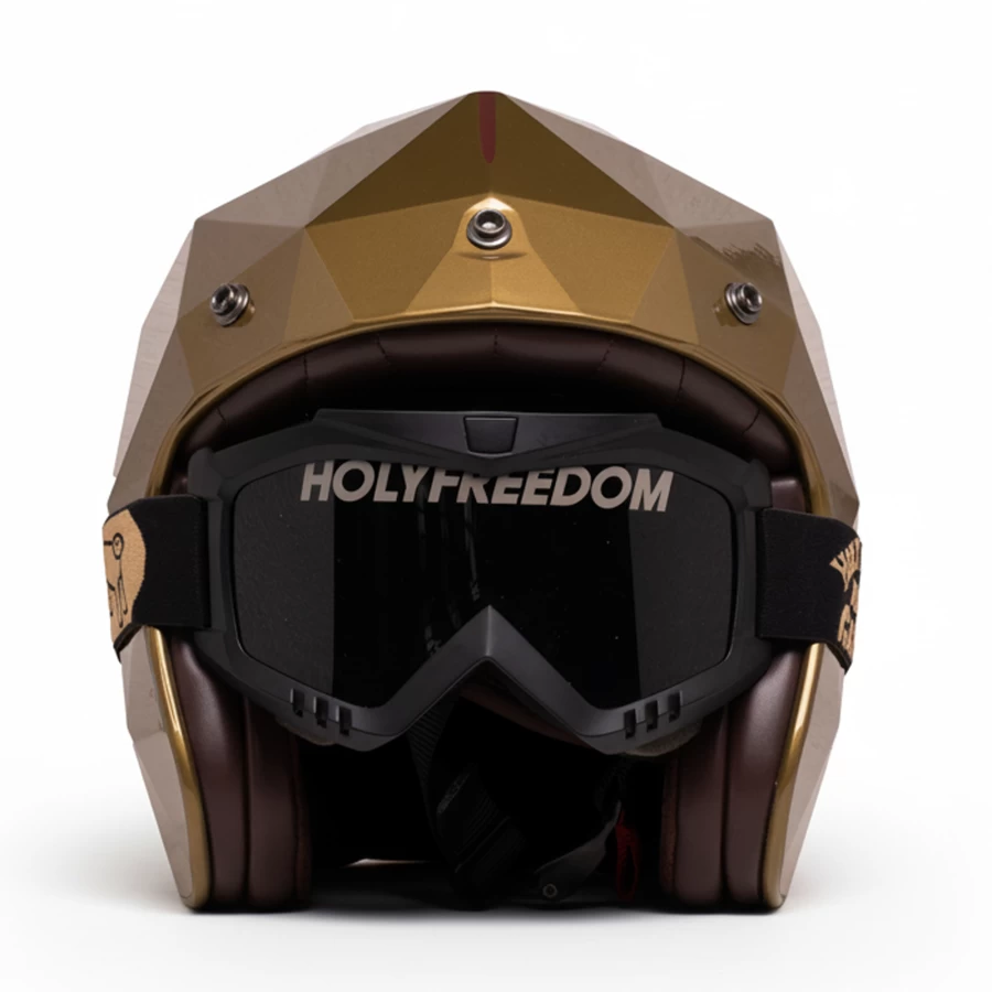 Casco moto jet Holyfreedom Stealth lucido con design sfaccettato e calotta HF® geodetica.