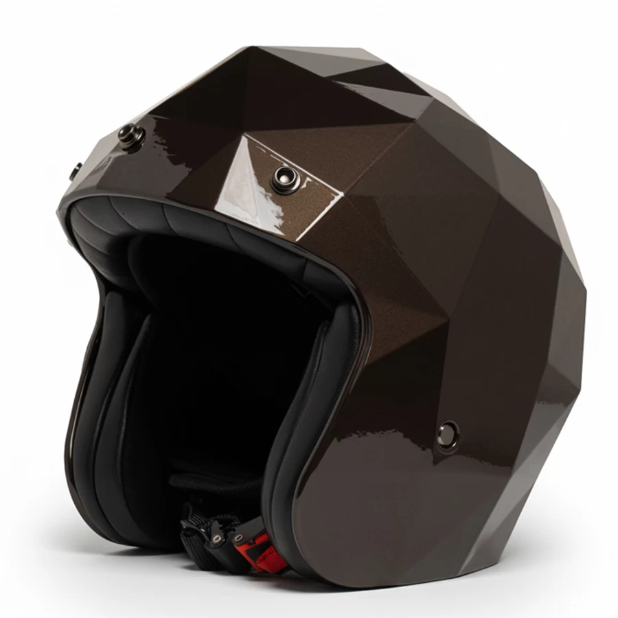 Casco moto jet Holyfreedom Stealth lucido con design sfaccettato e calotta HF® geodetica.