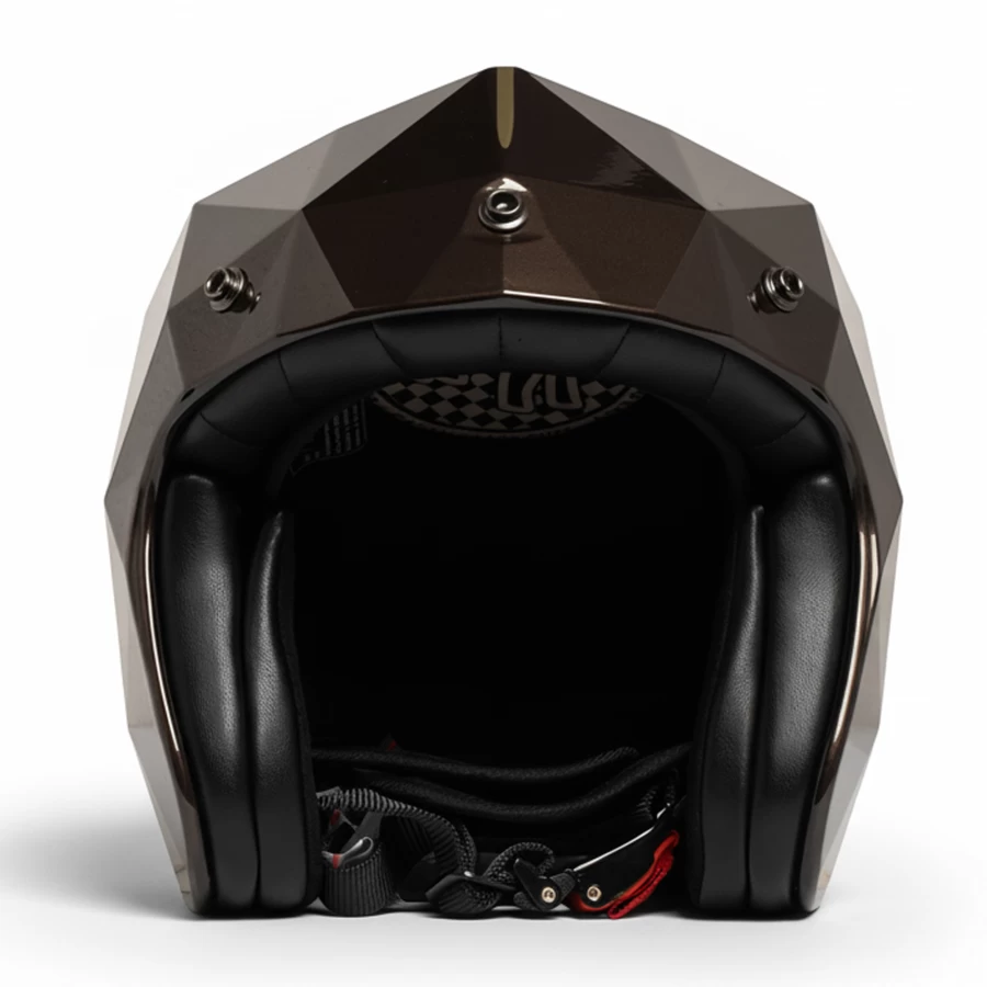 Holyfreedom Stealth glossy jet motorcycle helmet with faceted design and geodetic HF® shell. 2