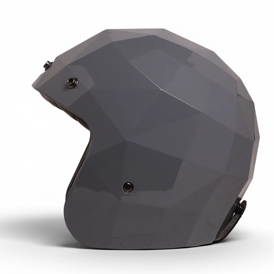 Side view Grey Diamond glossy grey diamond-pattern jet helmet ECE 22.06