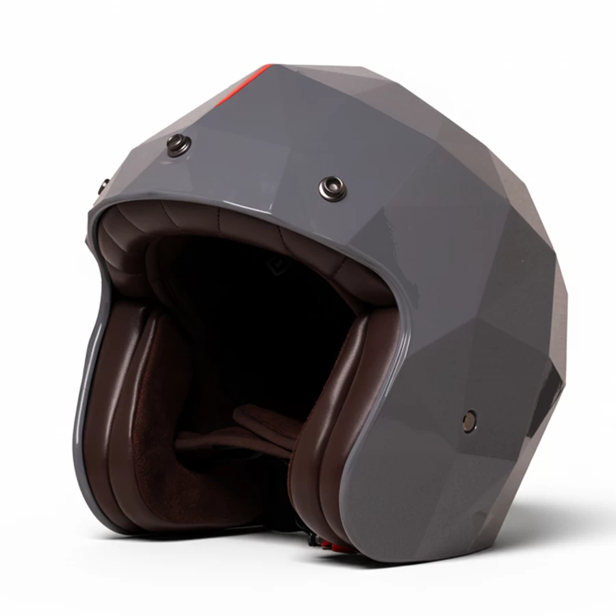Casco moto jet Holyfreedom Stealth lucido con design sfaccettato e calotta HF® geodetica.