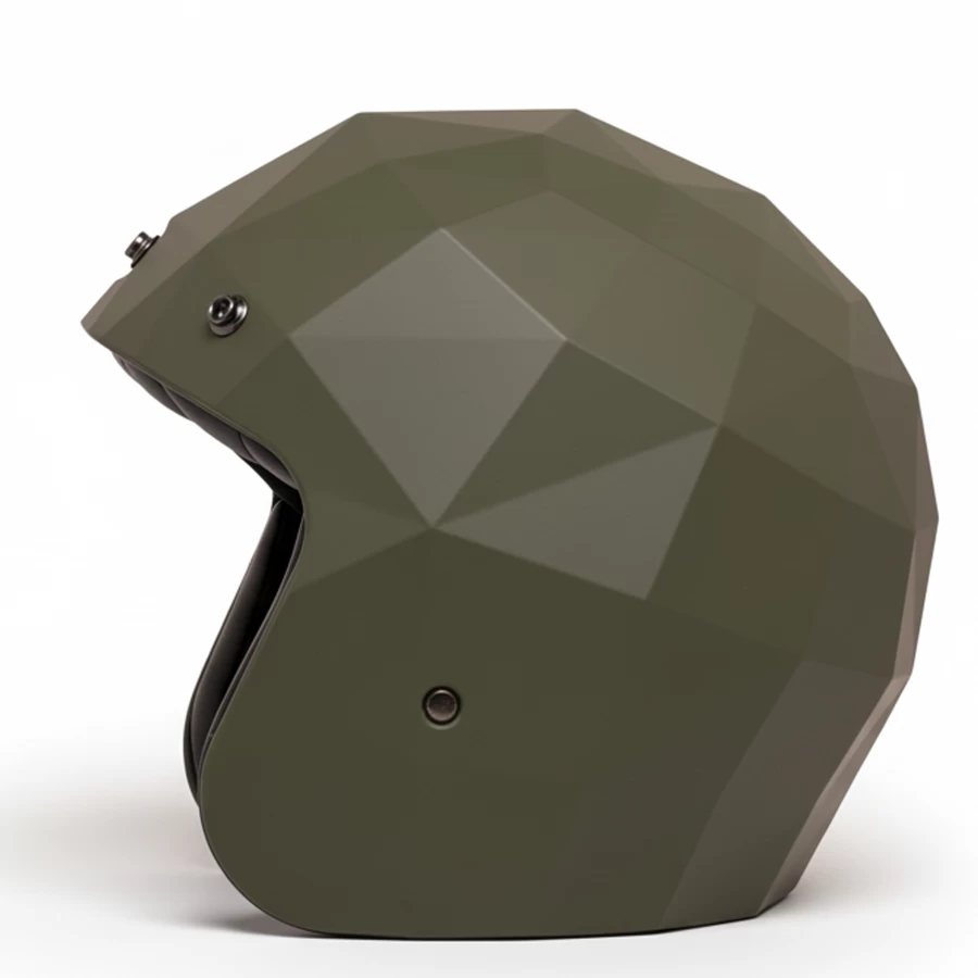 Side view military green matt geometric jet helmet STEALTH ECE 22.06