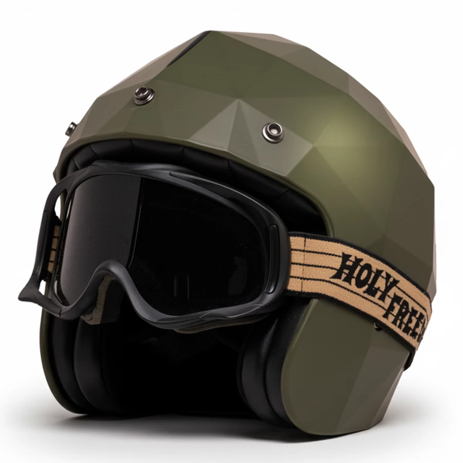 Holyfreedom Stealth matt jet motorcycle helmet with faceted design and geodetic HF® shell.