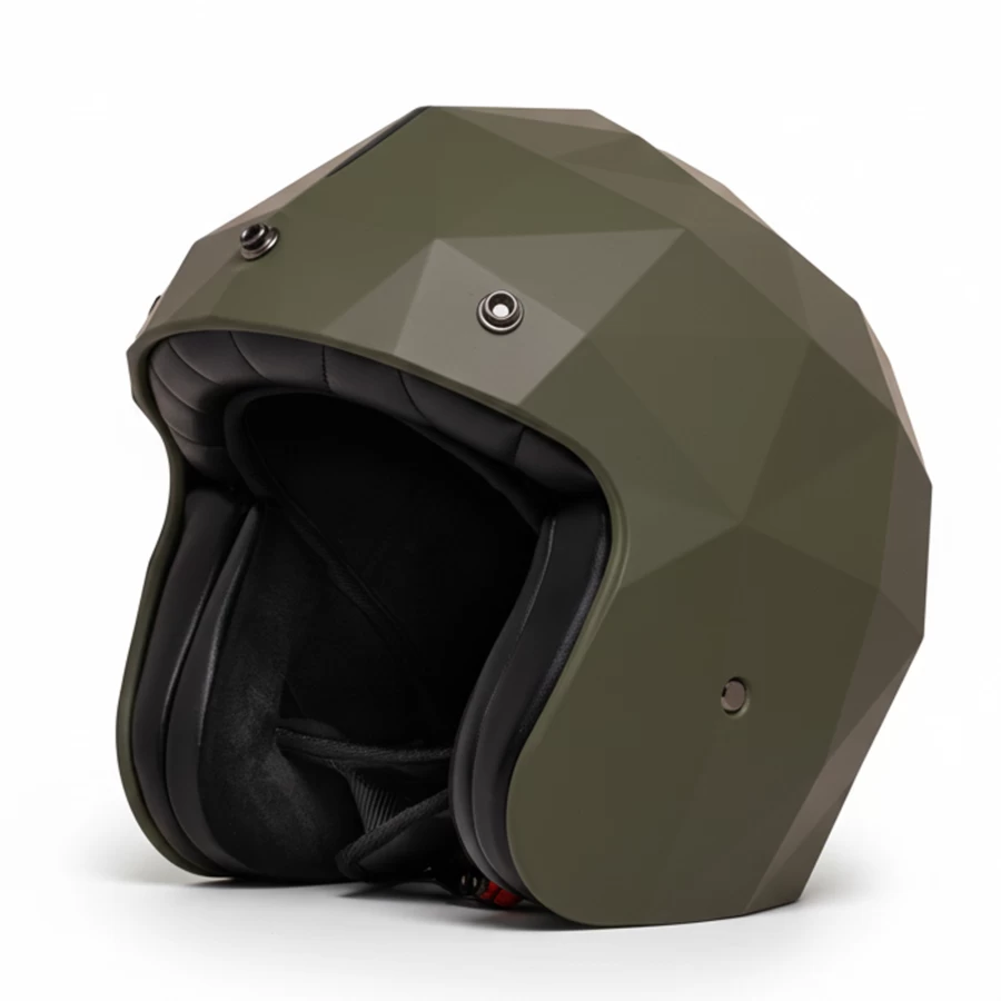 Casco moto jet Holyfreedom Stealth opaco con design sfaccettato e calotta HF® geodetica.