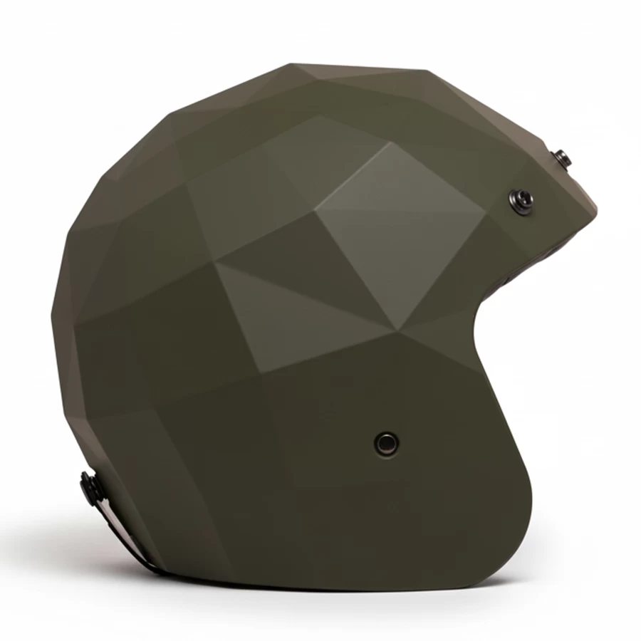 Side view military green matt geometric jet helmet STEALTH ECE 22.06