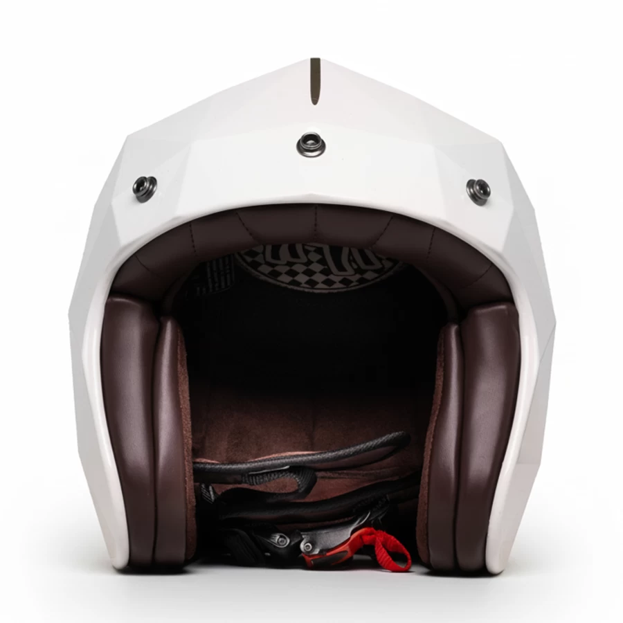 Glossy white diamond-effect jet helmet HOLYFREEDOM STEALTH prismatic design