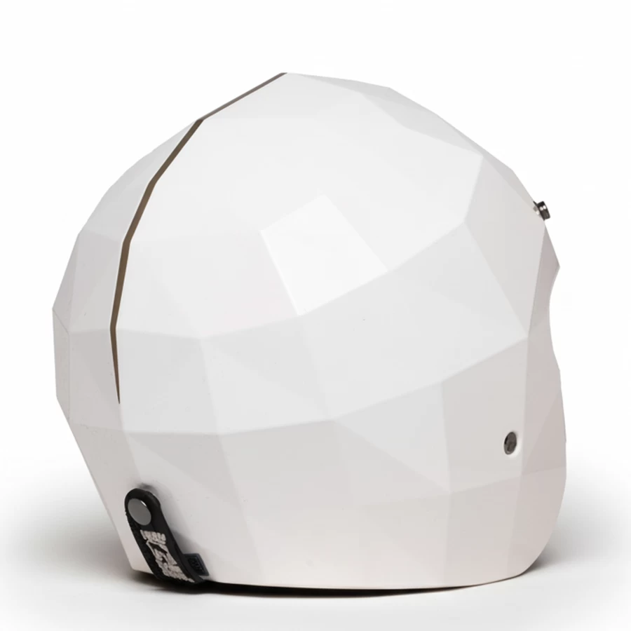 Rear glossy white futuristic jet helmet HOLYFREEDOM