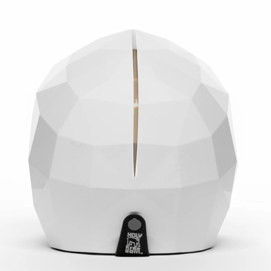 Rear glossy white futuristic jet helmet HOLYFREEDOM