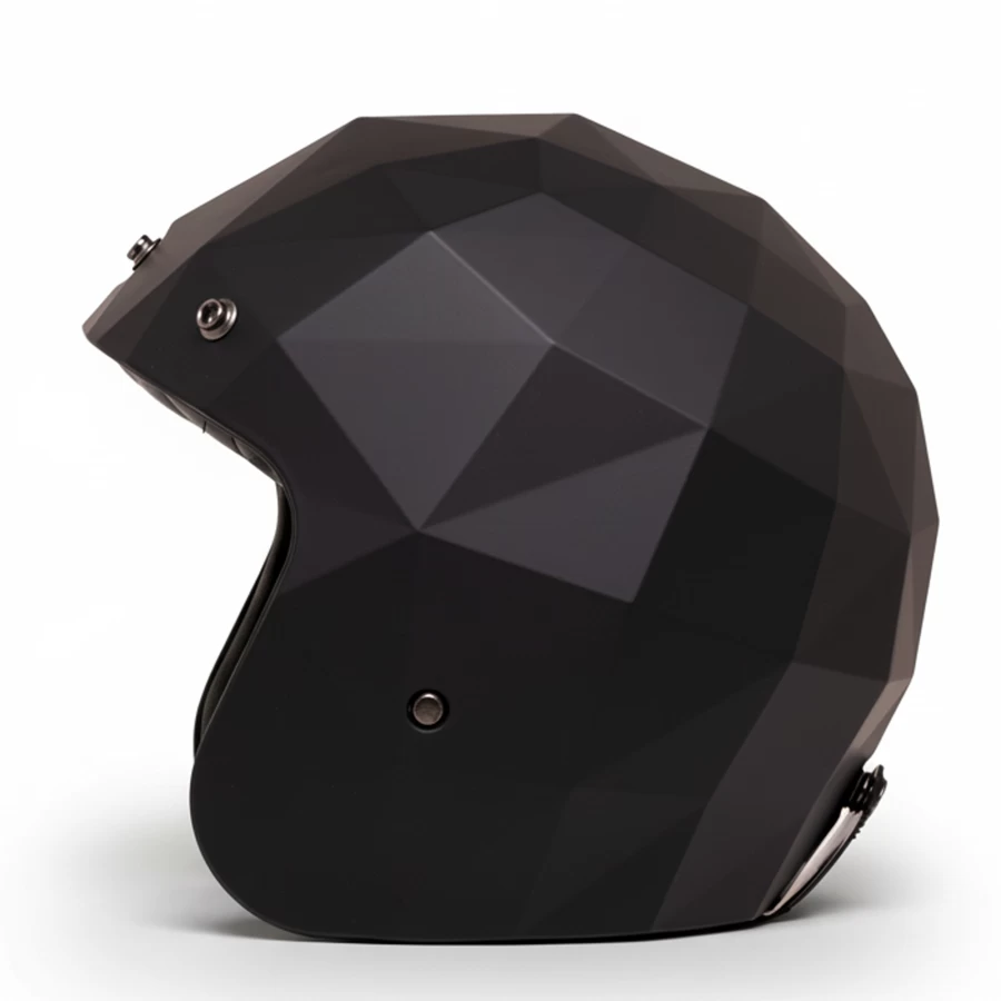 Side view matte black futuristic jet helmet STEALTH ECE 22.06