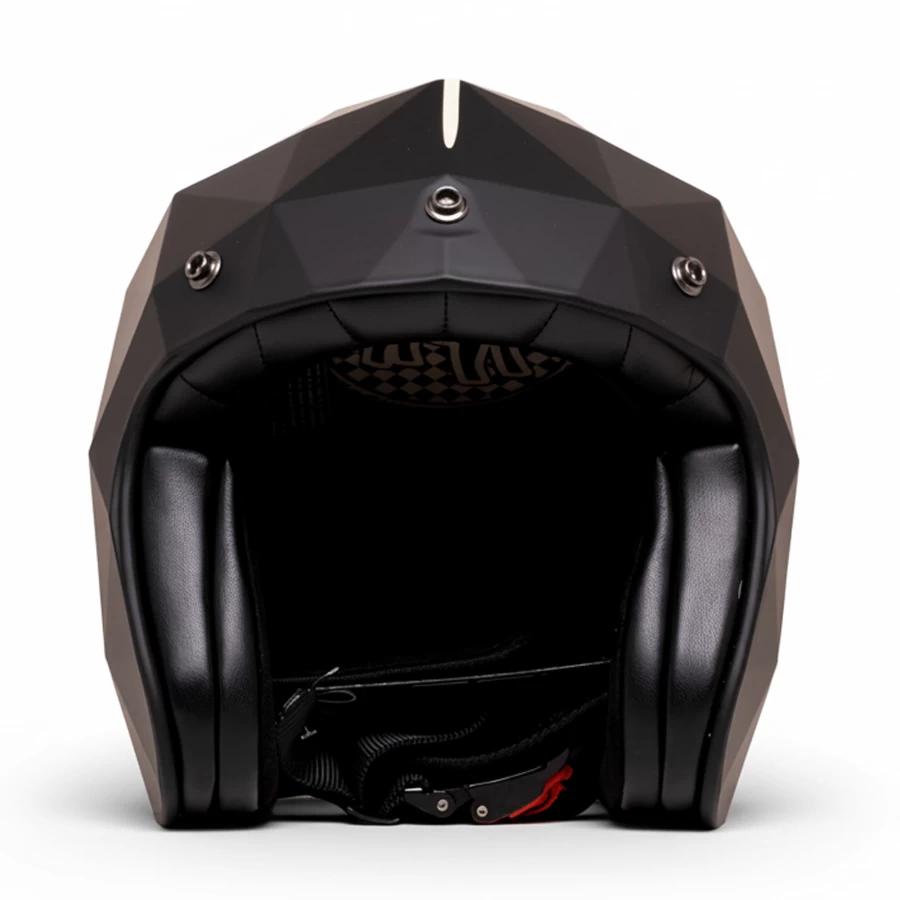 Holyfreedom Stealth matt jet motorcycle helmet with faceted design and geodetic HF® shell.
