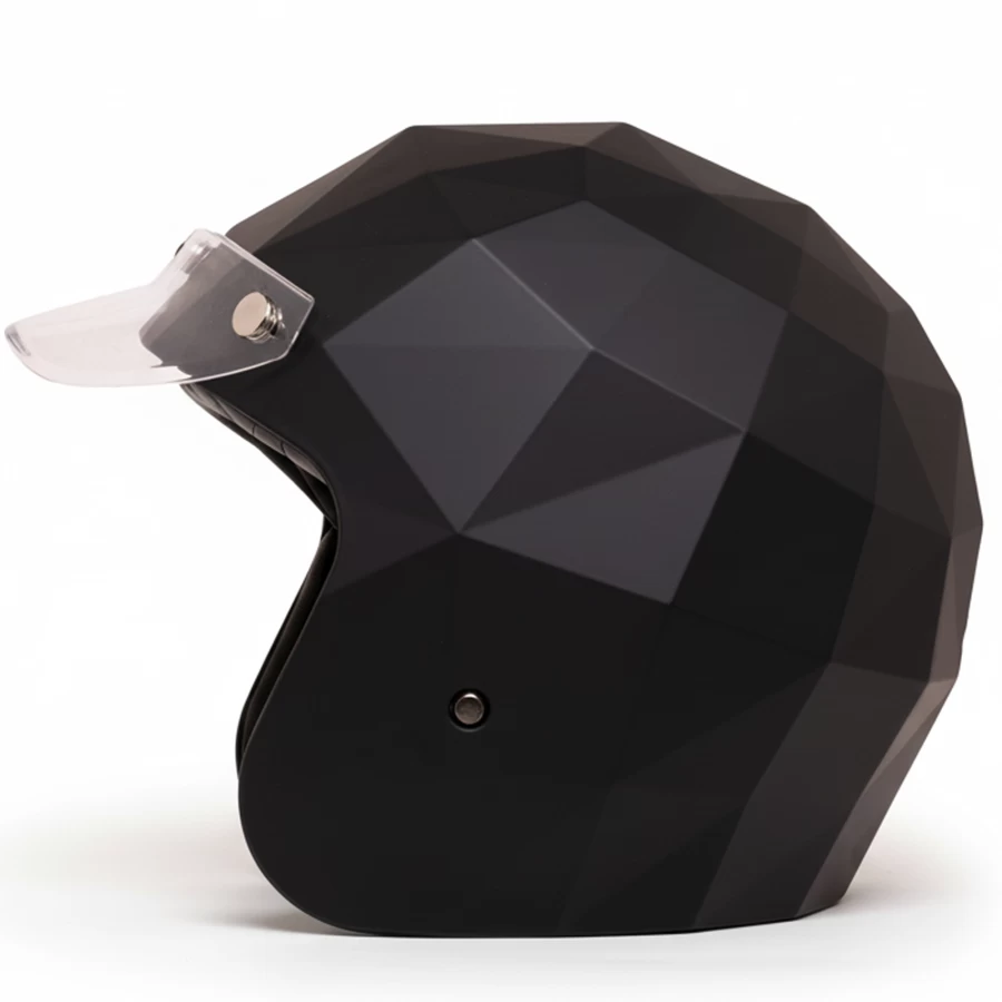 Holyfreedom Stealth matt jet motorcycle helmet with faceted design and geodetic HF® shell.