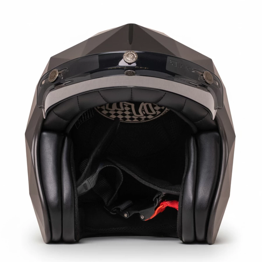 Holyfreedom Stealth matt jet motorcycle helmet with faceted design and geodetic HF® shell.