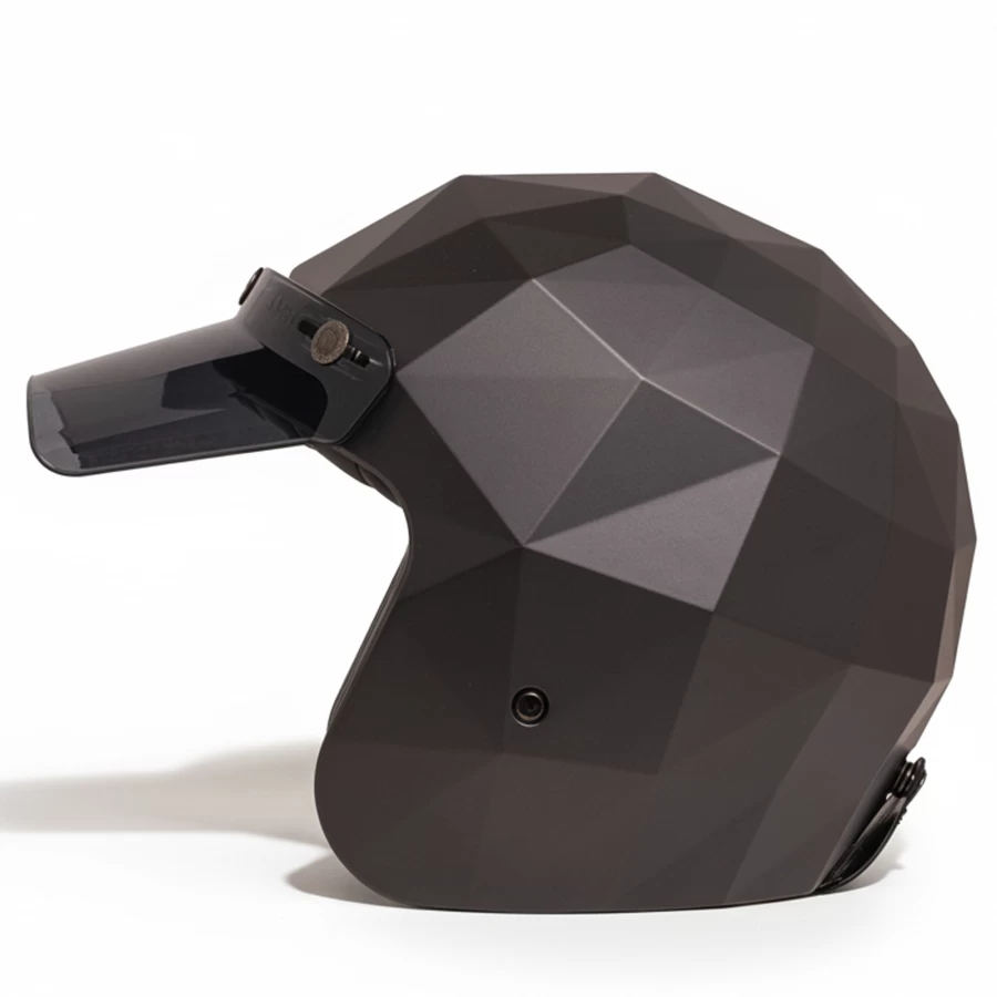 Holyfreedom Stealth matt jet motorcycle helmet with faceted design and geodetic HF® shell.