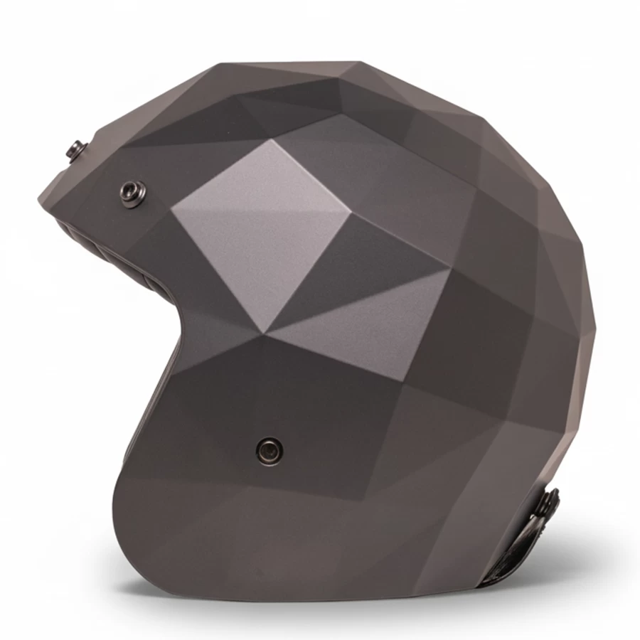 Side view matte anthracite aerodynamic jet helmet STEALTH ECE 22.06