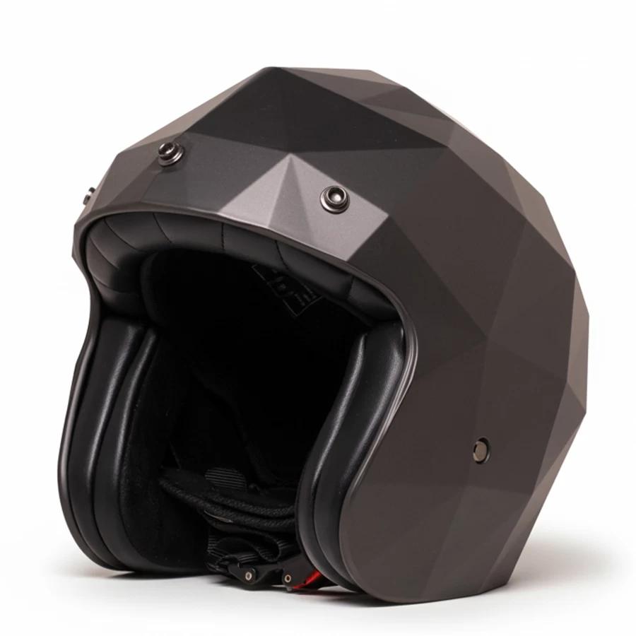 Casco moto jet Holyfreedom Stealth opaco con design sfaccettato e calotta HF® geodetica.
