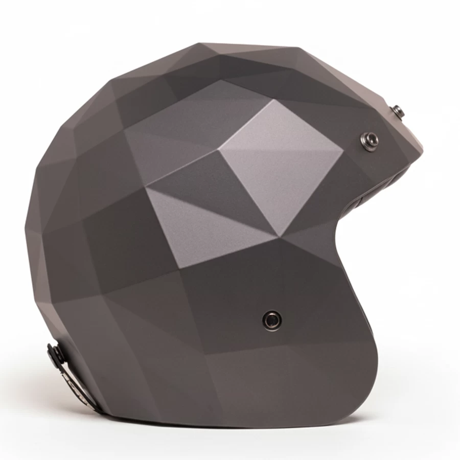 Side view matte anthracite aerodynamic jet helmet STEALTH ECE 22.06