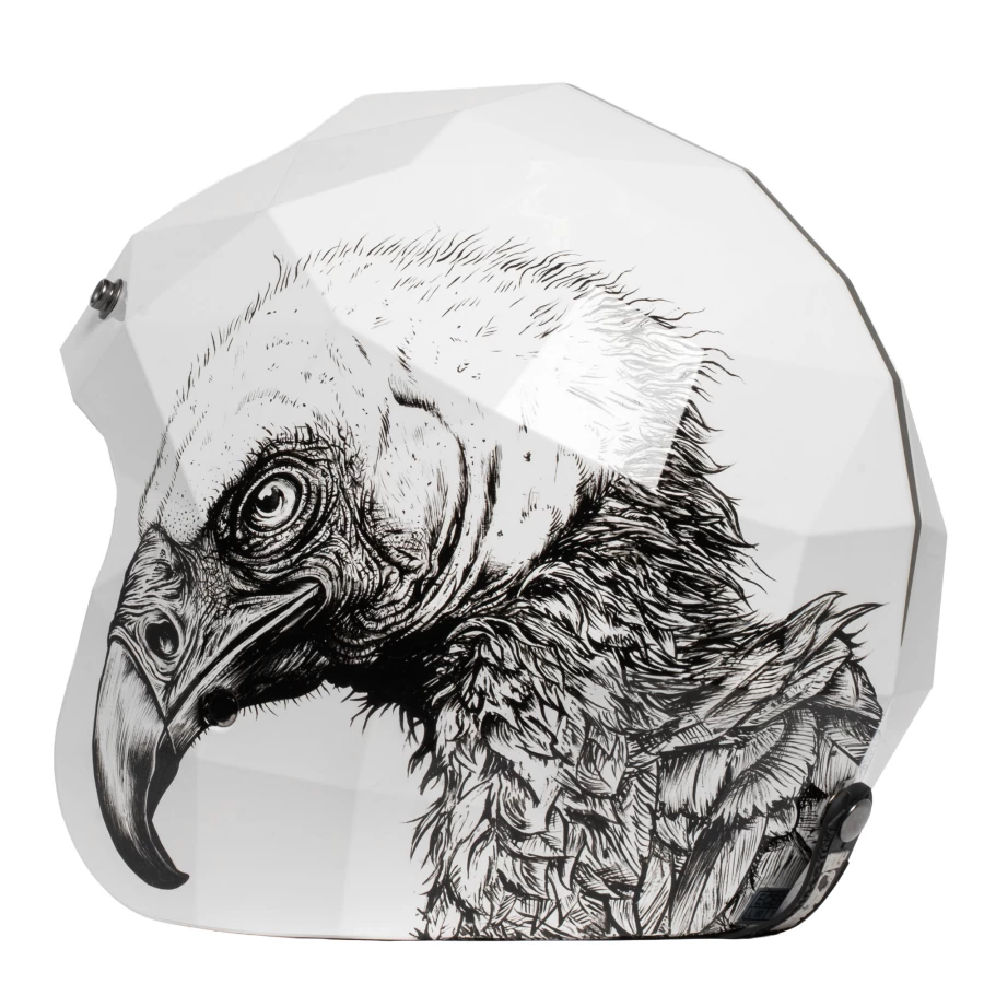 Front view of the Holyfreedom Stealth Avvoltoio vintage helmet, matte black and bold profile.