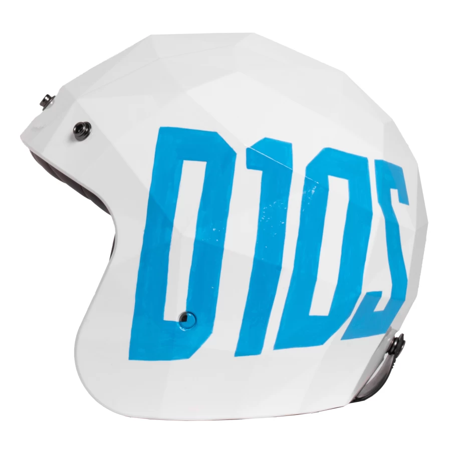 Front view of the Holyfreedom Stealth D10S vintage motorcycle helmet with artisan graphics.