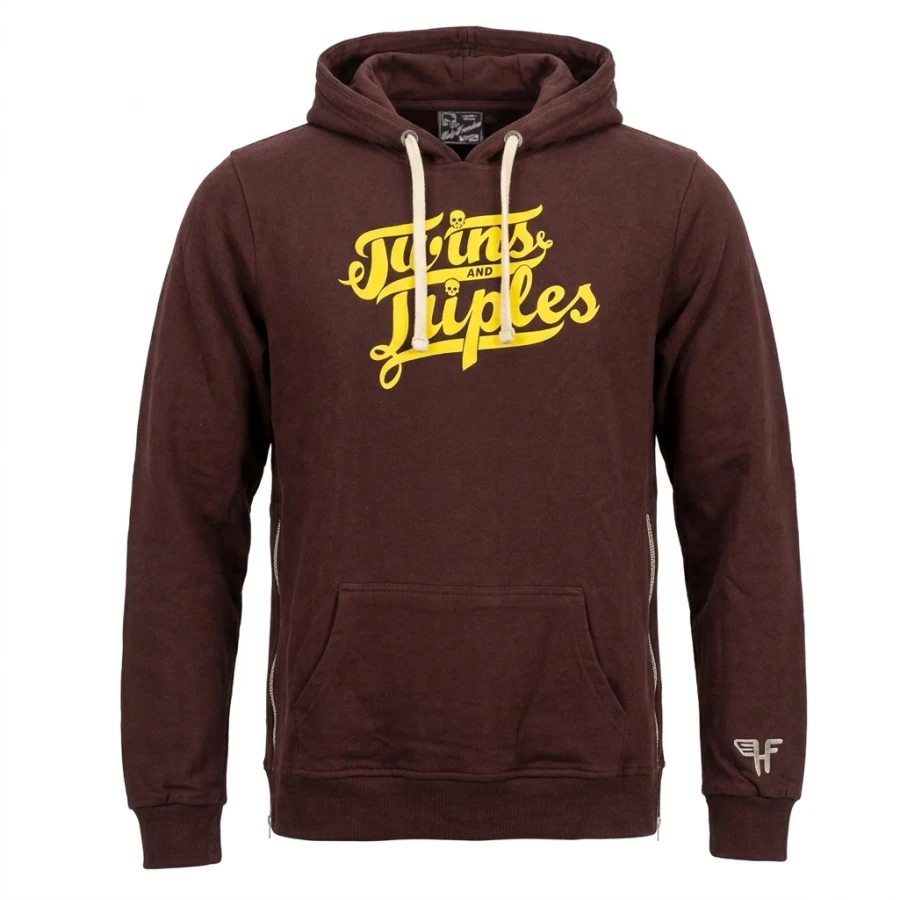 Felpa donna moto Holyfreedom Triple & Twins vista frontale con cappuccio e fit comodo.
