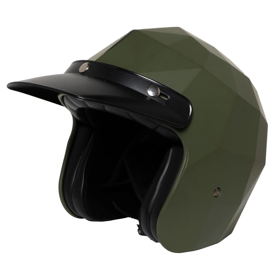 Holyfreedom Cairoli visor front view on a universal vintage motorcycle helmet.