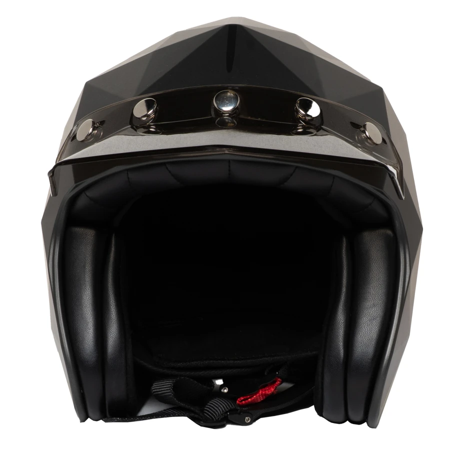 Smoked Rinaldi visor detail for a clean cafe racer and daily ride look.