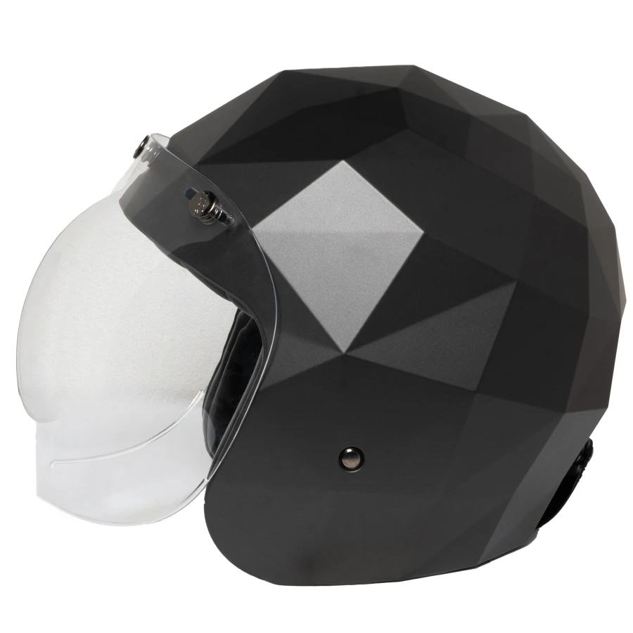 Close-up of the Armstrong visor's clean finish for a retro custom look.