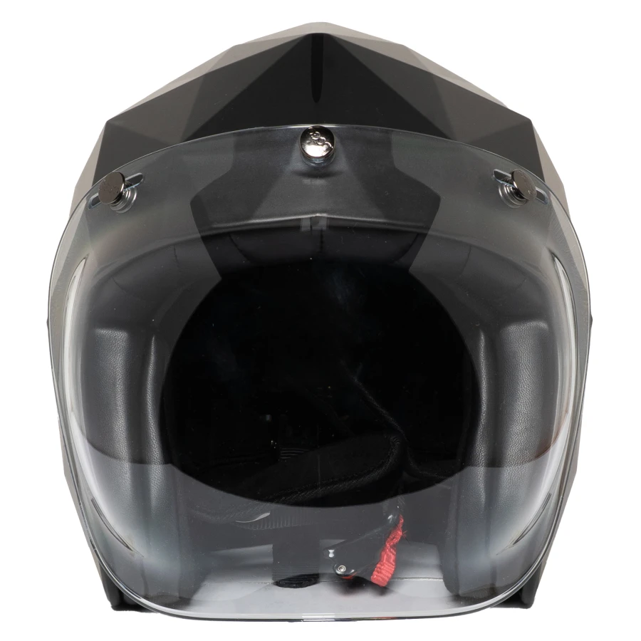 Close-up of the Armstrong visor's clean finish for a retro custom look.