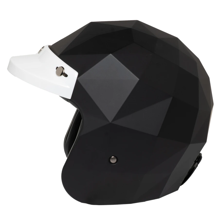Close detail of the white Mansell finish, made to suit a cafe racer helmet look.