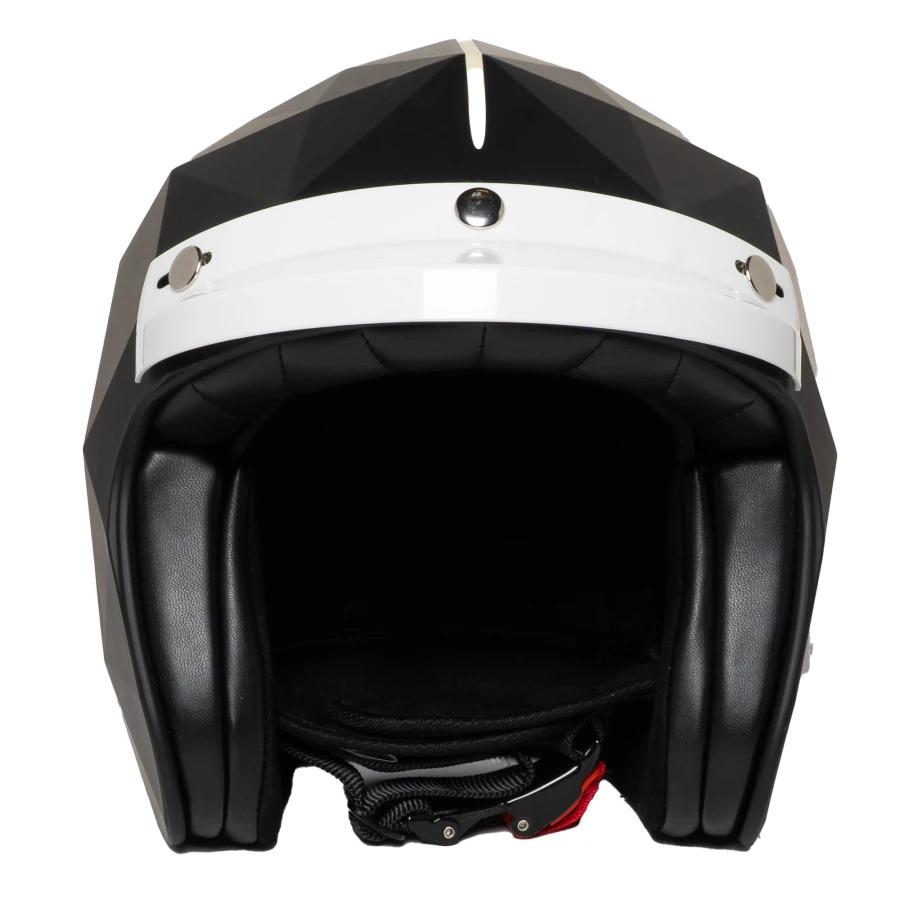Dettaglio finitura bianca Mansell, pensata per un casco cafe racer dal look essenziale.