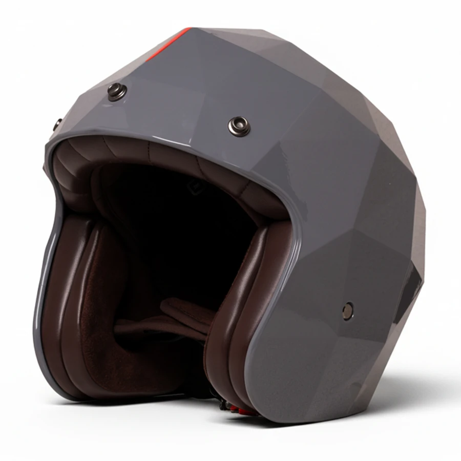 Casco jet Grey Diamond grigio lucido HOLYFREEDOM design poligonale