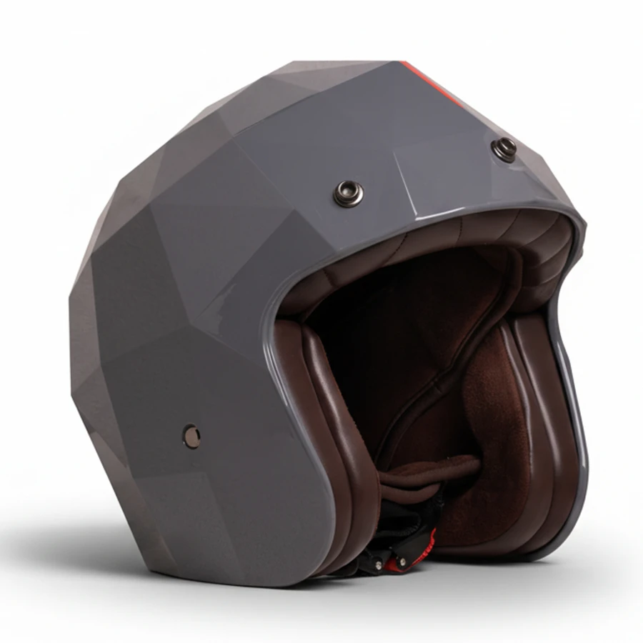 Casco jet Grey Diamond grigio lucido HOLYFREEDOM design poligonale