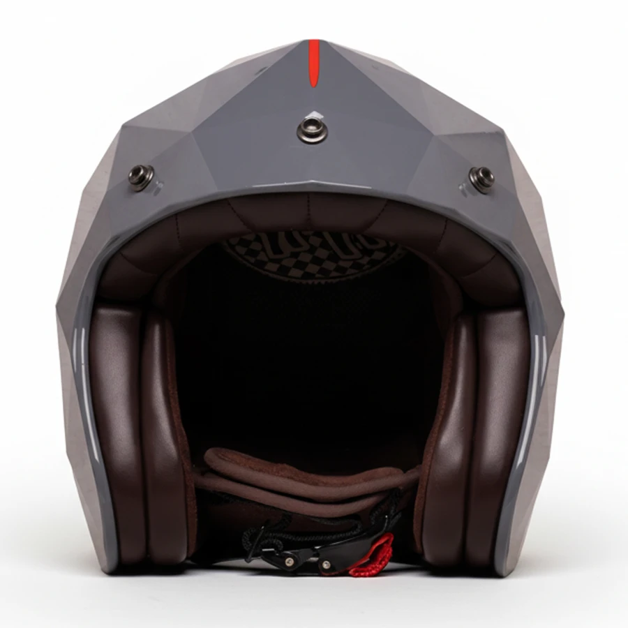 Casco jet Grey Diamond grigio lucido HOLYFREEDOM design poligonale