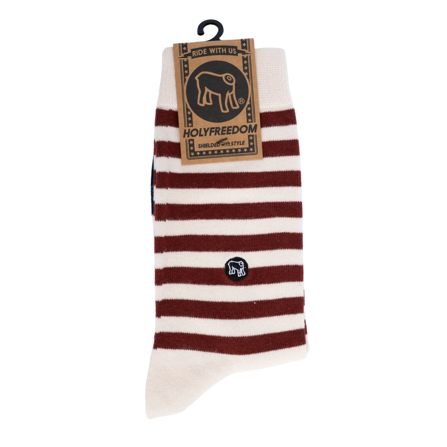 Calze moto cafe racer Holyfreedom Uncletom Sox in vista frontale, con stile vintage. 2