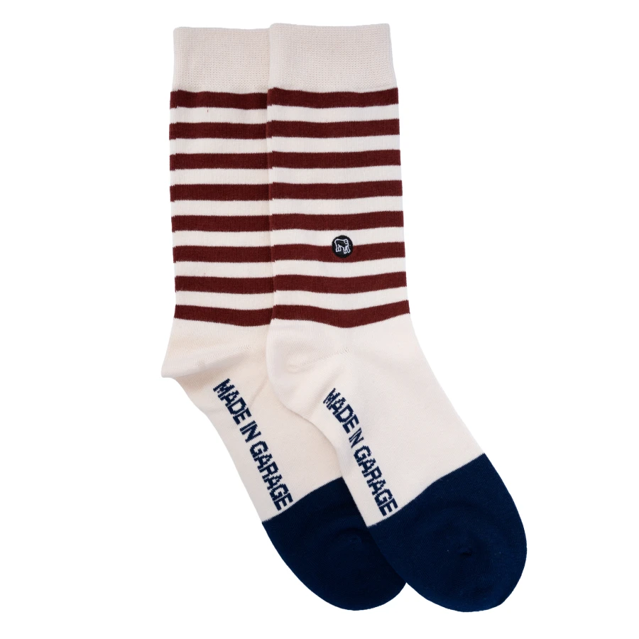 Calze moto cafe racer Holyfreedom Uncletom Sox in vista frontale, con stile vintage.