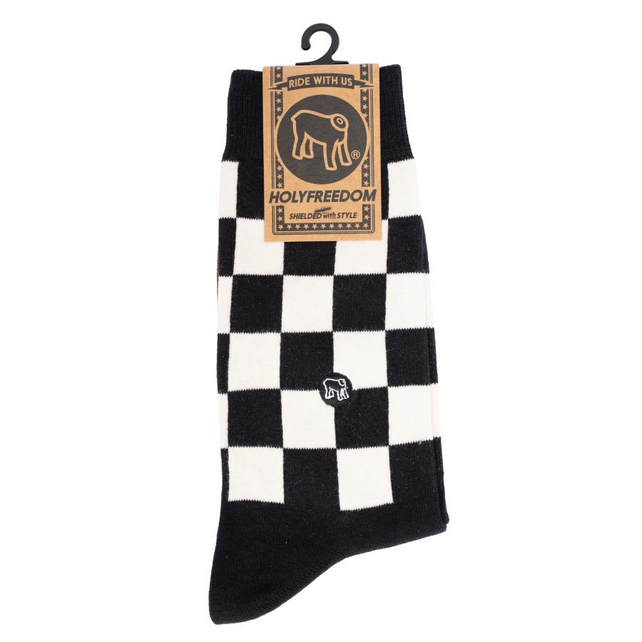 Calze moto cafe racer Holyfreedom Bullit Sox in vista frontale, con stile vintage. 2