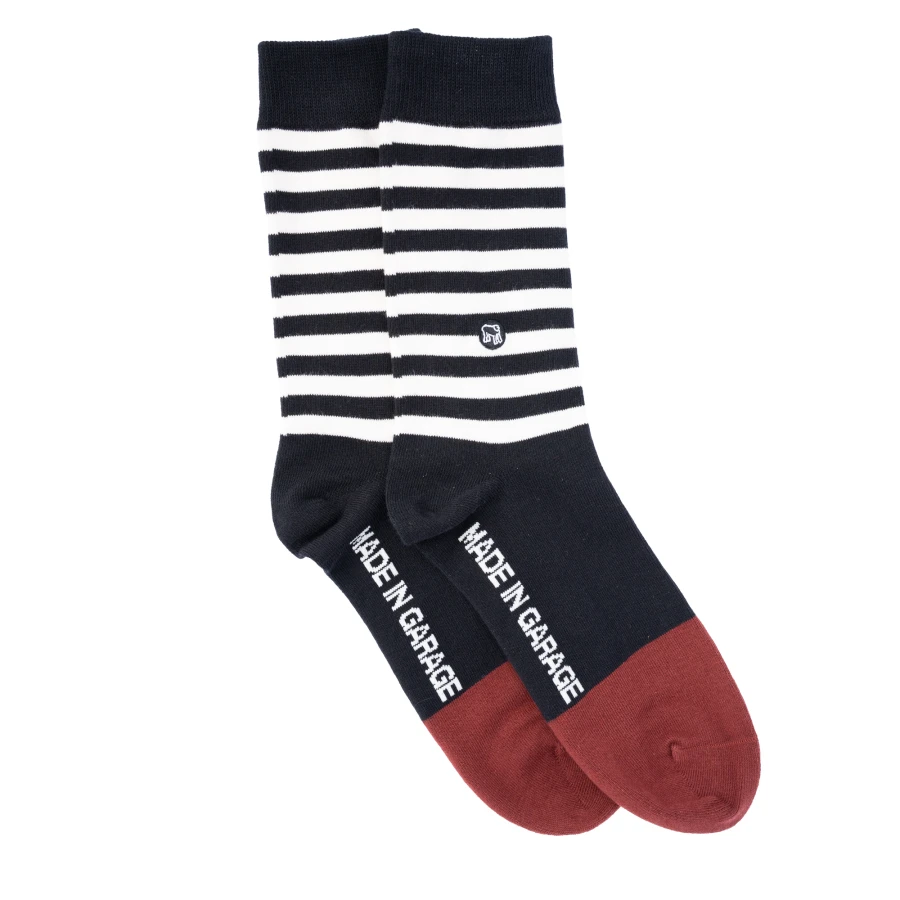 Calze moto cafe racer Holyfreedom St. Quentin Sox in vista frontale, con stile vintage.