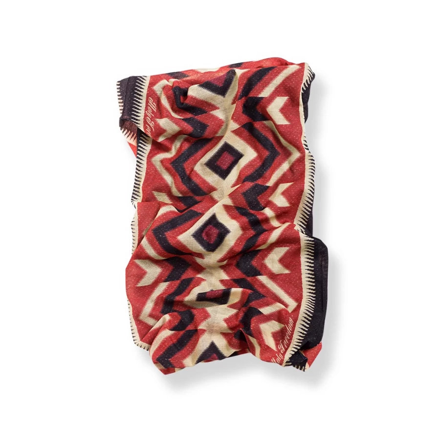 Holyfreedom Red Ciroki multifunctional tube scarf in Drykeeper Sanitized, front view.