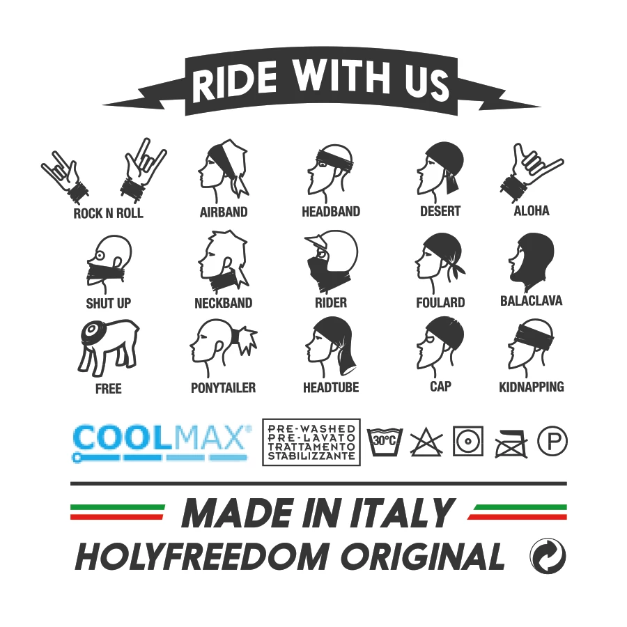 Tubolare indossato nel look rider, accessorio moto versatile per custom e scrambler.