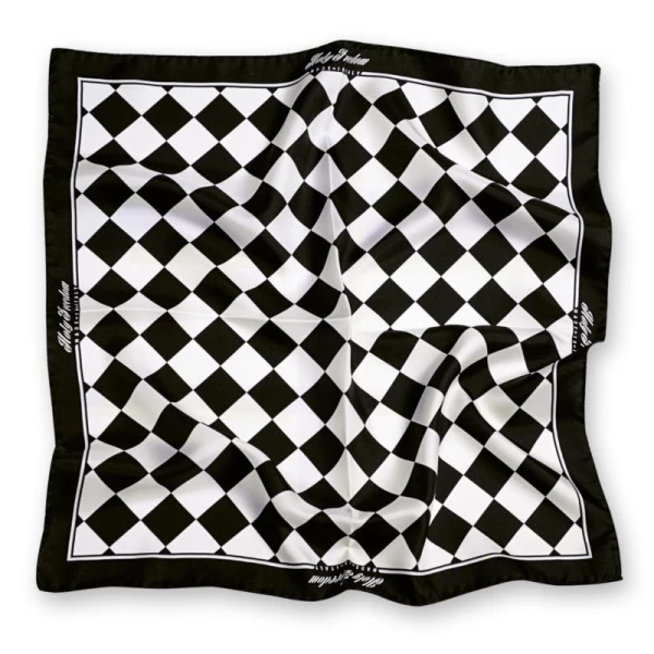 Foulard moto Bullit Holyfreedom vista frontale con stampa bold e tessuto leggero.