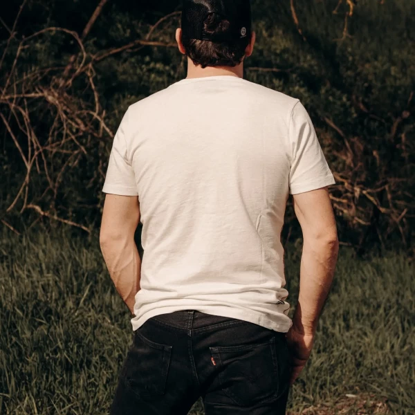Durer T-shirt worn with jeans and a biker jacket for everyday motorcycle style.