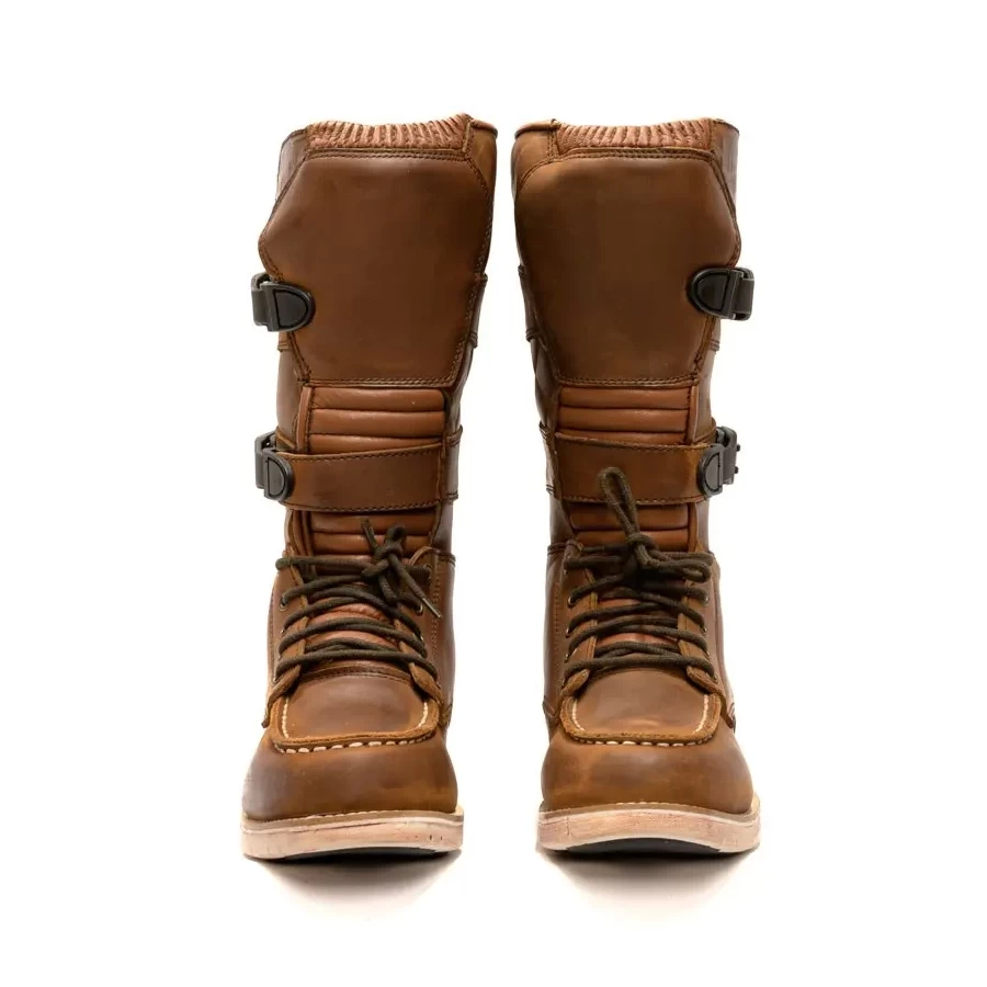 Stivali moto vintage impermeabili Terminator High vista frontale con suola robusta e protezione CE.