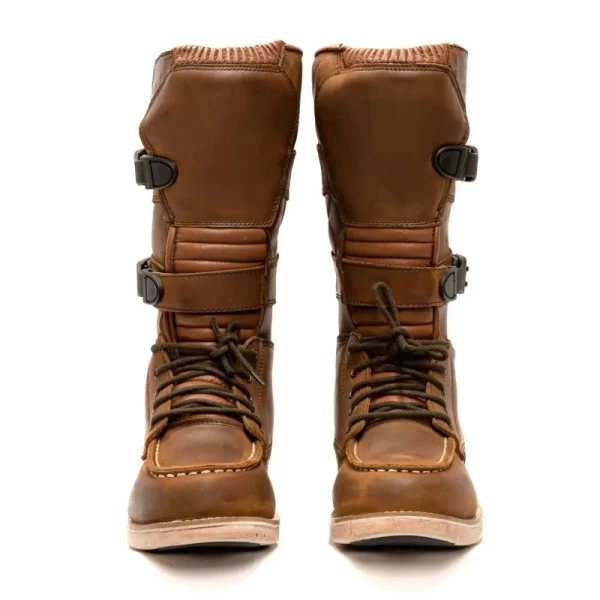 Stivali moto vintage impermeabili Terminator High vista frontale con suola robusta e protezione CE.