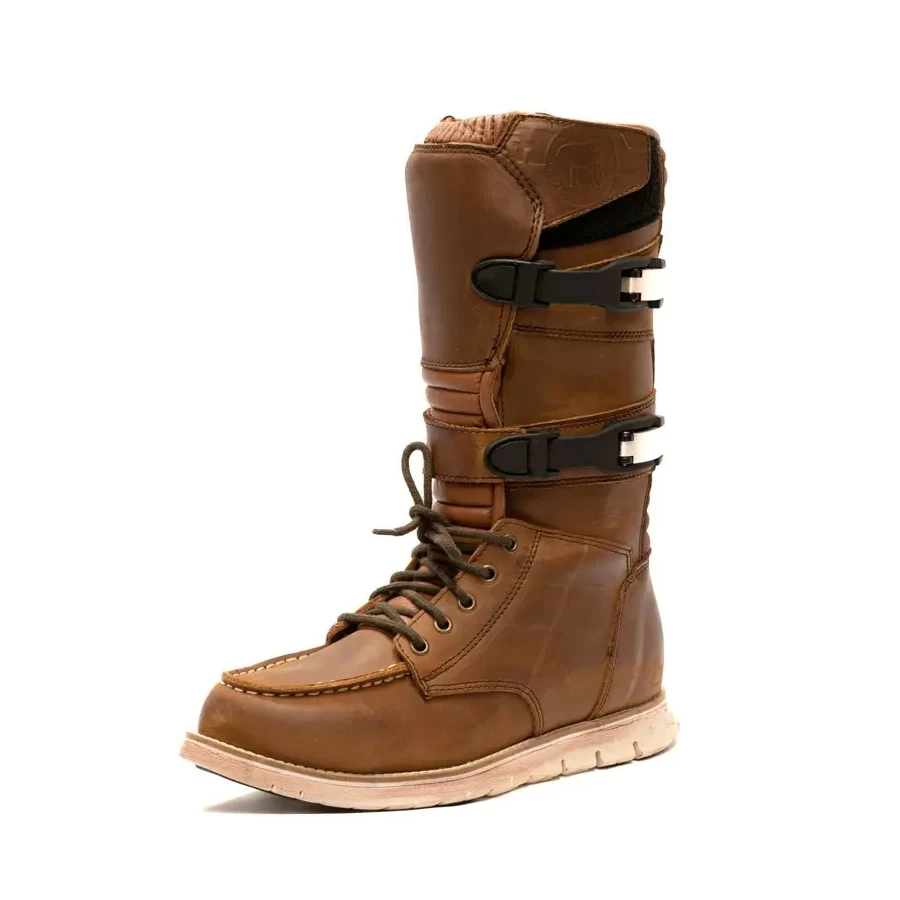 Stivali moto vintage impermeabili Terminator High vista frontale con suola robusta e protezione CE.