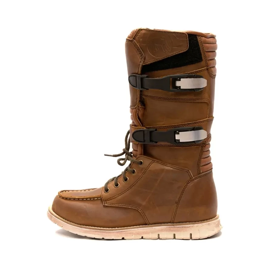 Stivali moto vintage impermeabili Terminator High vista frontale con suola robusta e protezione CE.