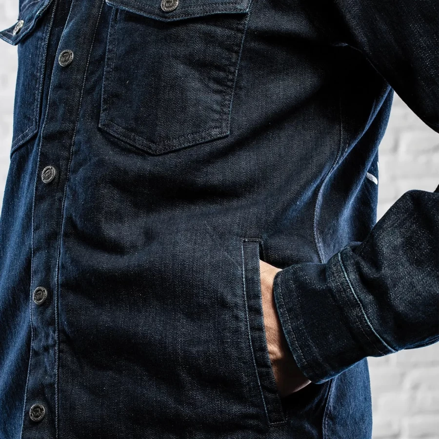 Detail of the print and finishes on the Holyfreedom Genoa jacket with a standout look.