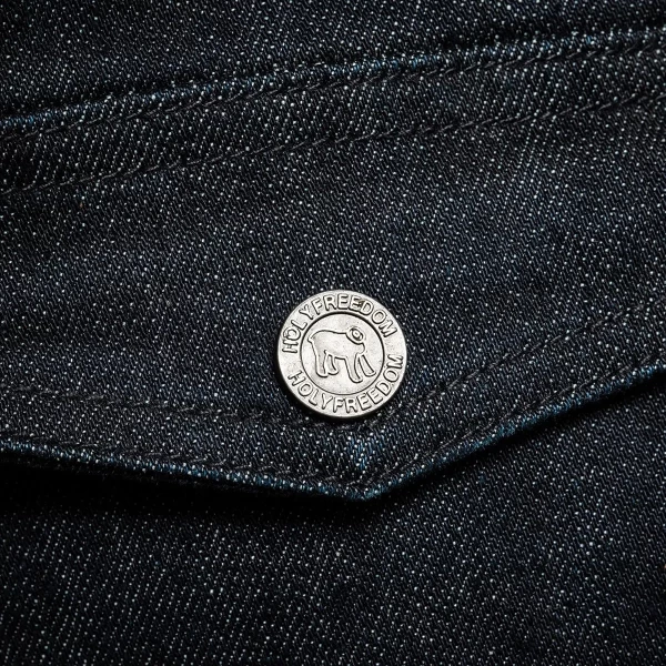 Detail of the print and finishes on the Holyfreedom Genoa jacket with a standout look.