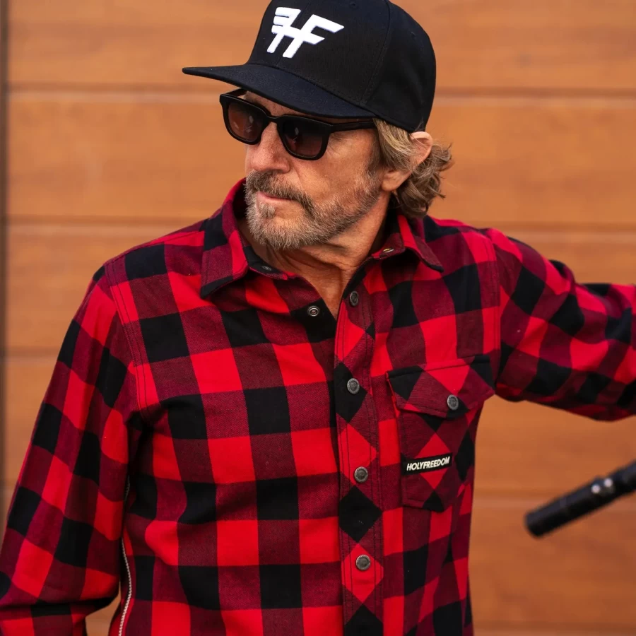 Fit e lifestyle: camicia flanella rossa Holyfreedom per look biker, casual e cafe racer.
