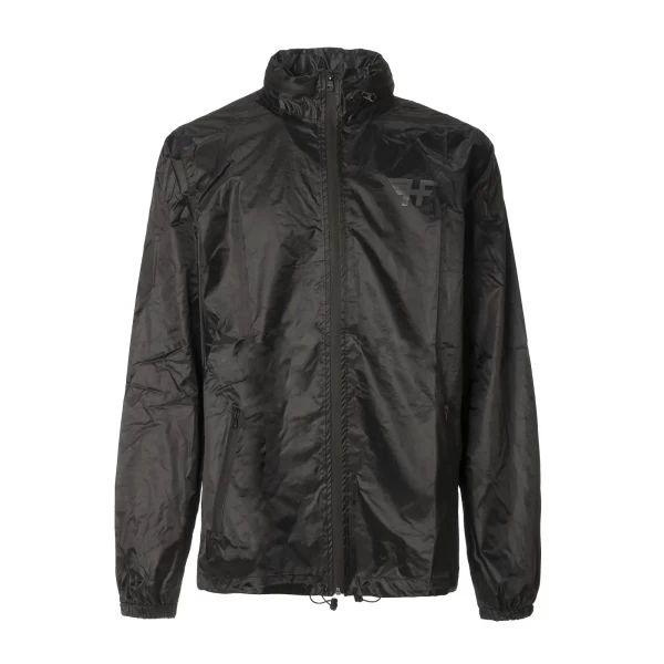 Vista frontale della giacca moto antipioggia Holyfreedom con finitura waxed e taglio urbano.