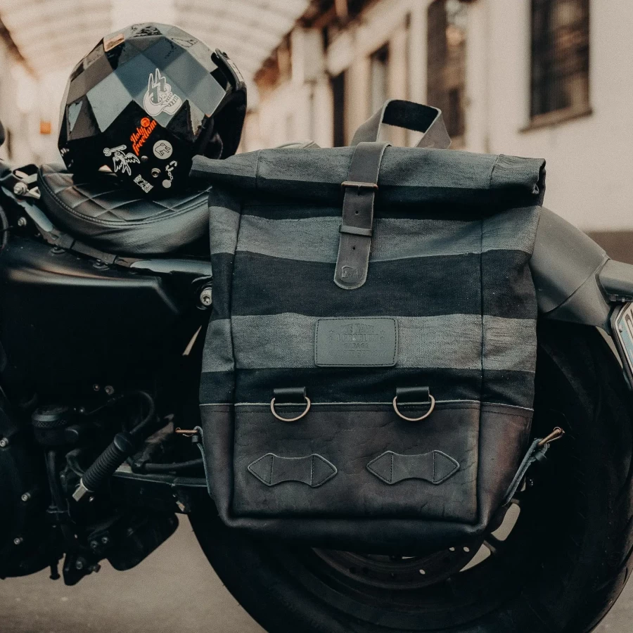 Back to Black worn with a cafe racer outfit and vintage helmet for city riding