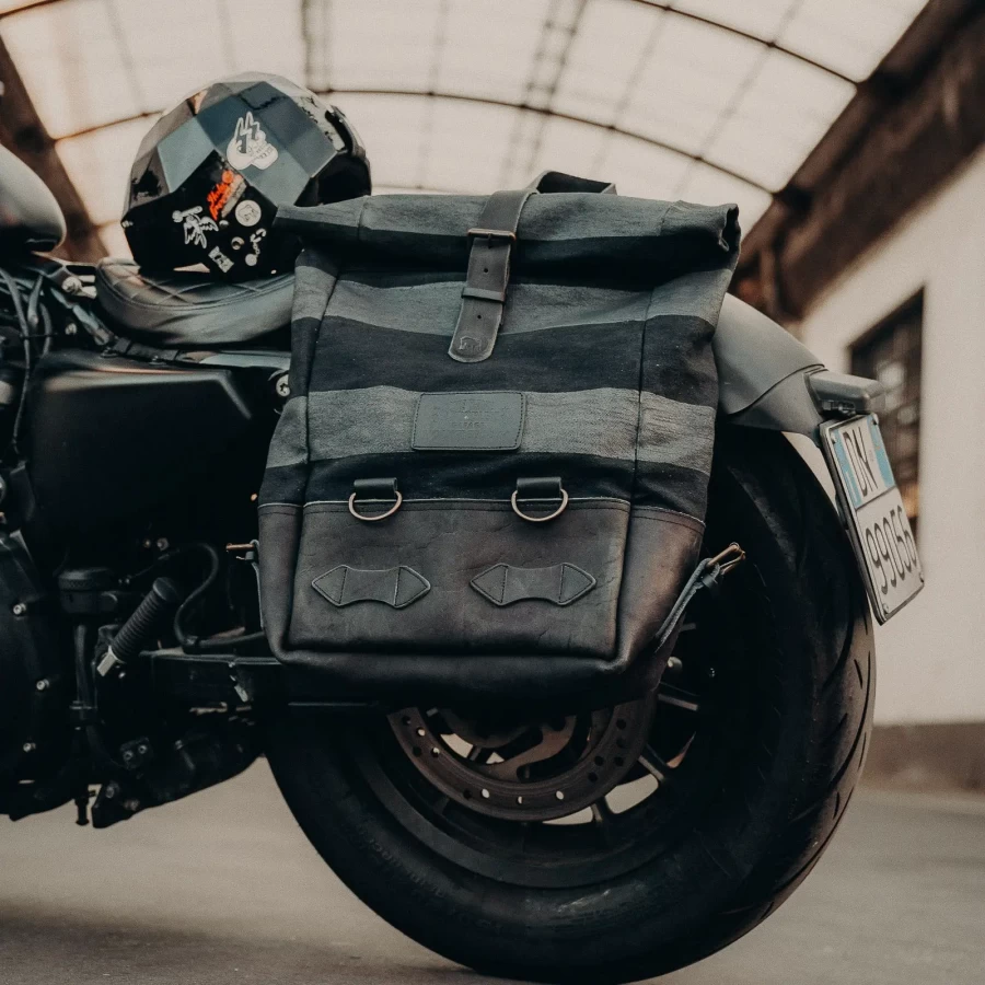 Back to Black worn with a cafe racer outfit and vintage helmet for city riding